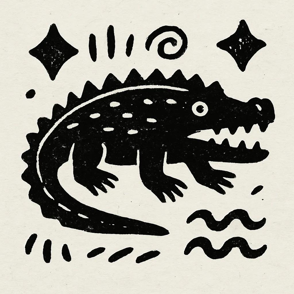 Primitive Black-and-White Ink Illustration
