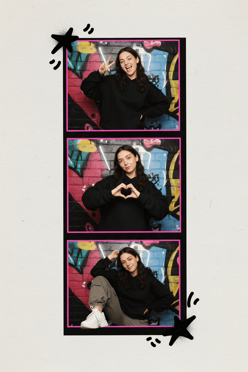 Realistic 4-Frame Photobooth Print Strip