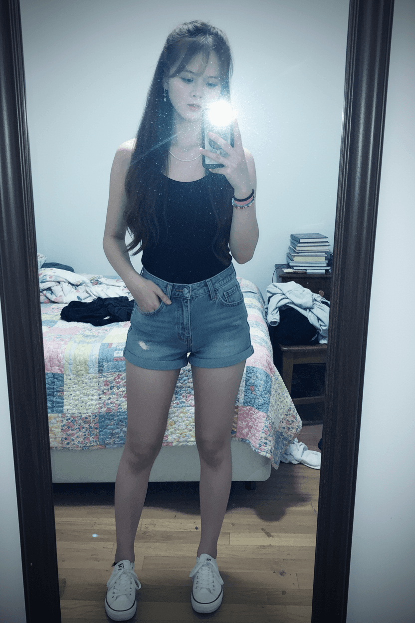Mirror Selfie 2010s Flash and Grain