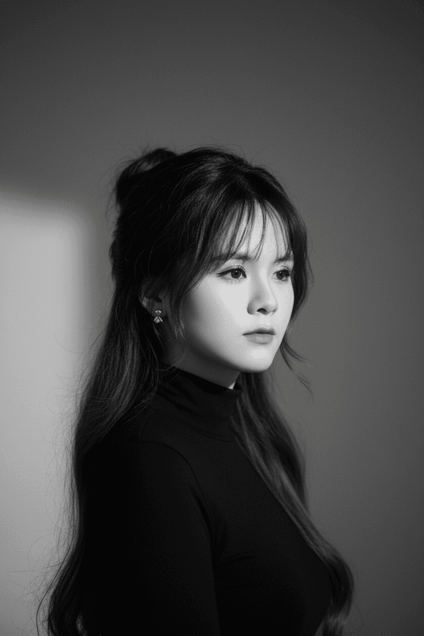 Studio Portrait Face and Hair Lock