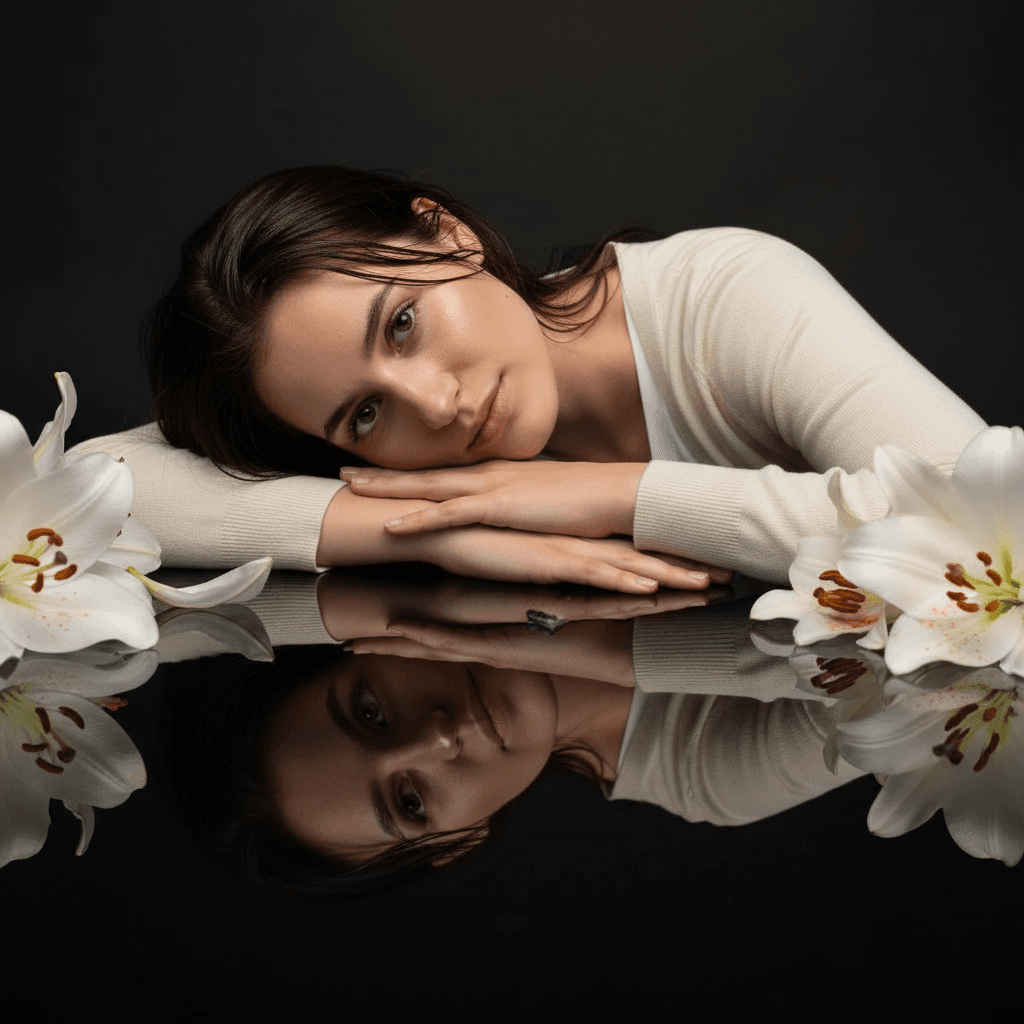 Ethereal Lily Mirror Portrait