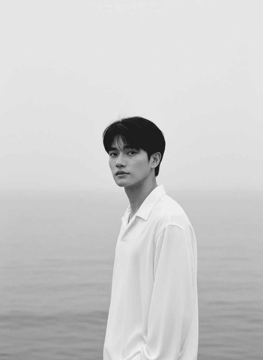 Misty Seascape Monochrome Absolute Face Lock