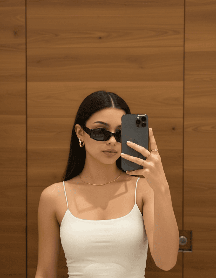 Modern Glamour Mirror Selfie  — Chic Reflection