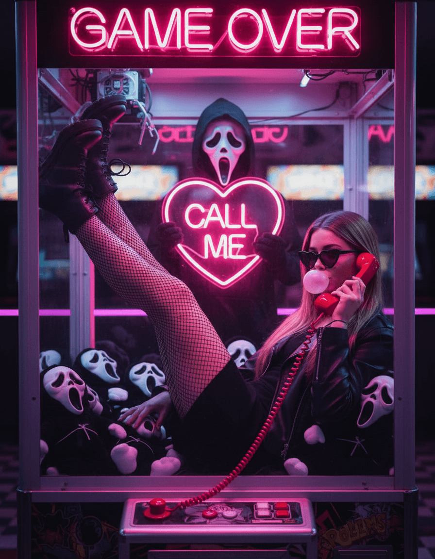 Pink Arcade — Ominous Retro Portrait
