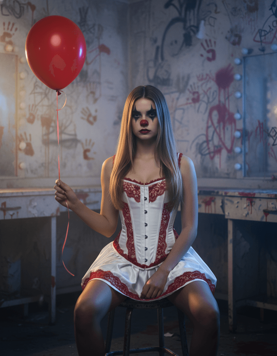 Dark Carnival Clown — Cinematic Full-Body Portrait