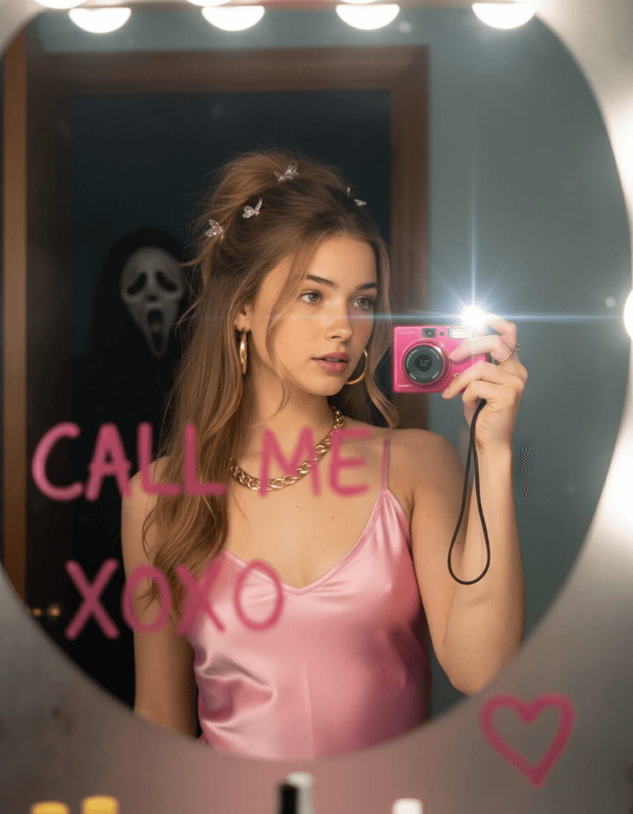 CALL ME XOXO — Y2K Mirror Horror Portrait