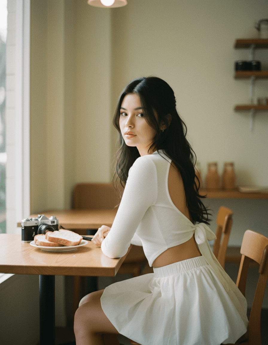 Fuji Dream — Retro Café Portrait