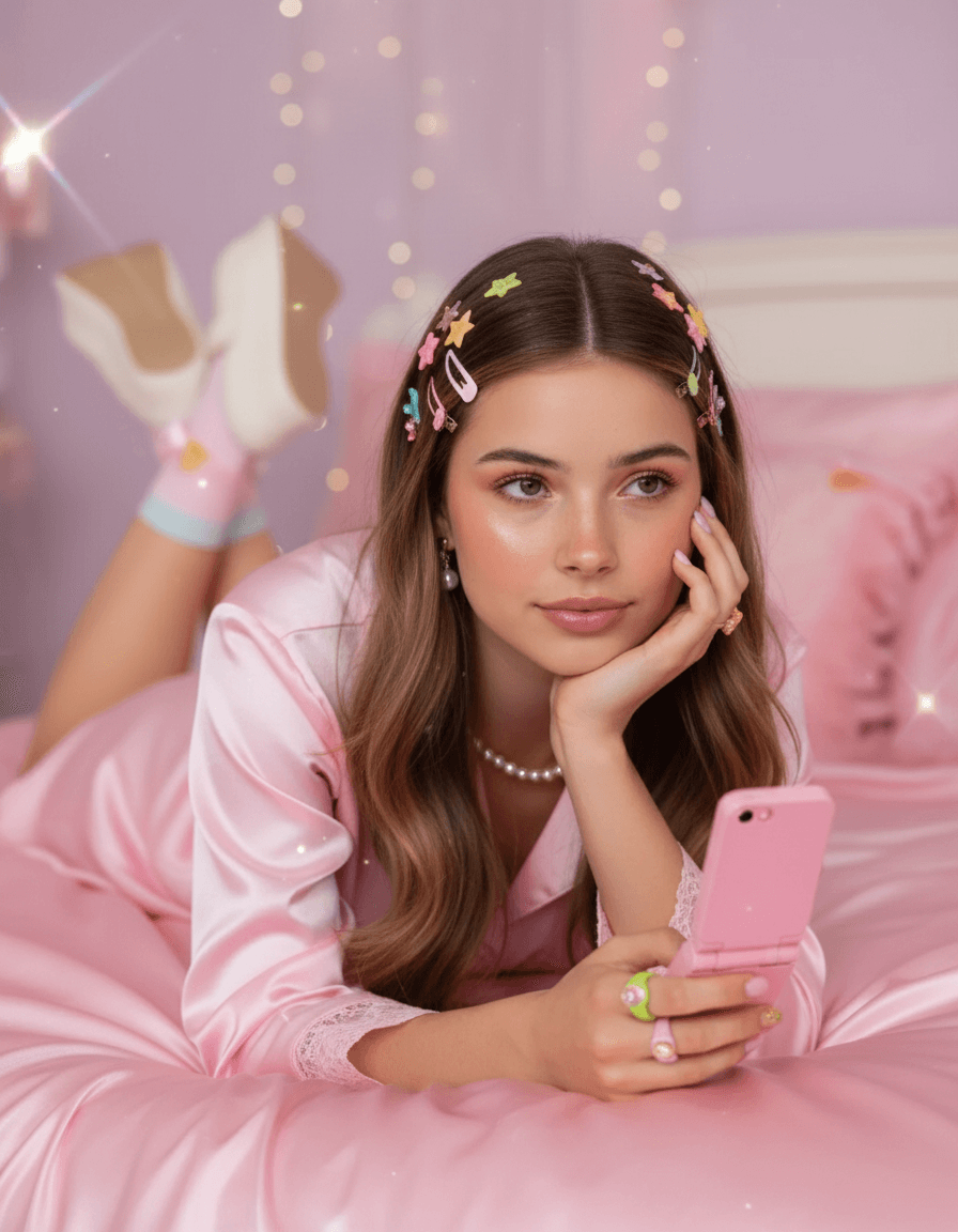 Dreamy Satin Bed Portrait