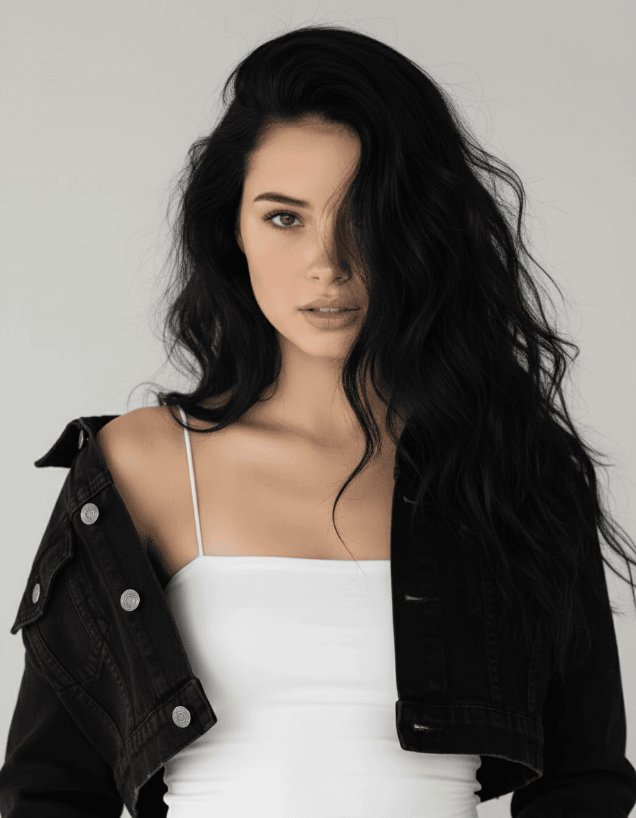 Denim & White Editorial Portrait