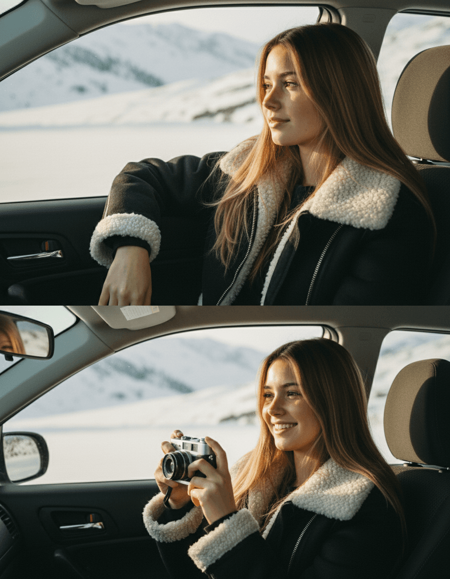 Winter Road Trip — Diptych Portrait