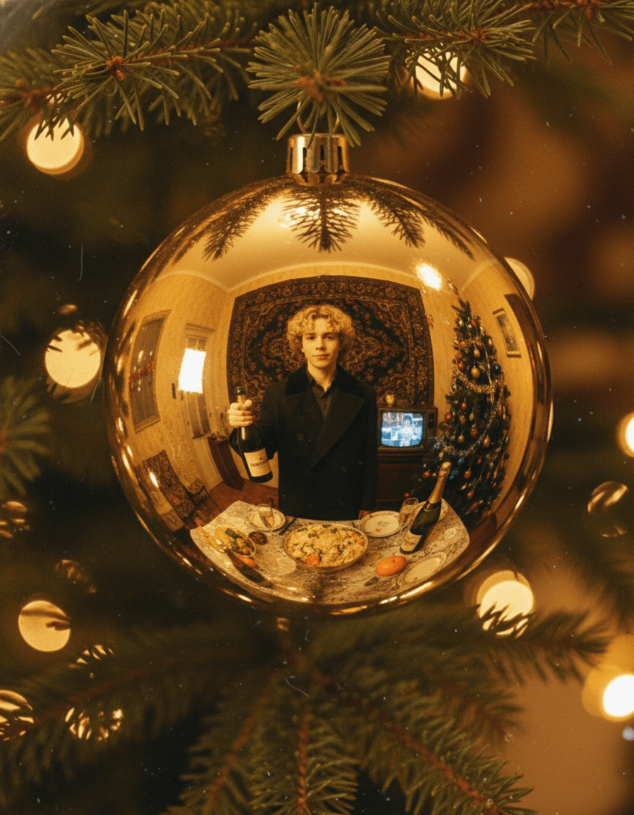 Christmas Golden Ornament Reflection
