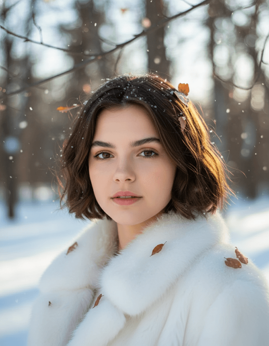 First Snow Close-Up Portrait