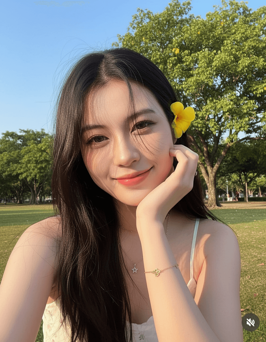 Cheerful Park Selfie Portrait