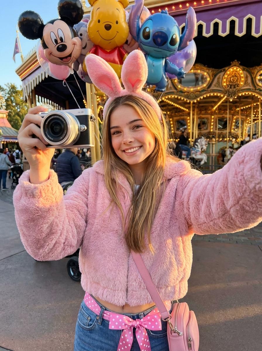 Pink Bunny Selfie Portrait