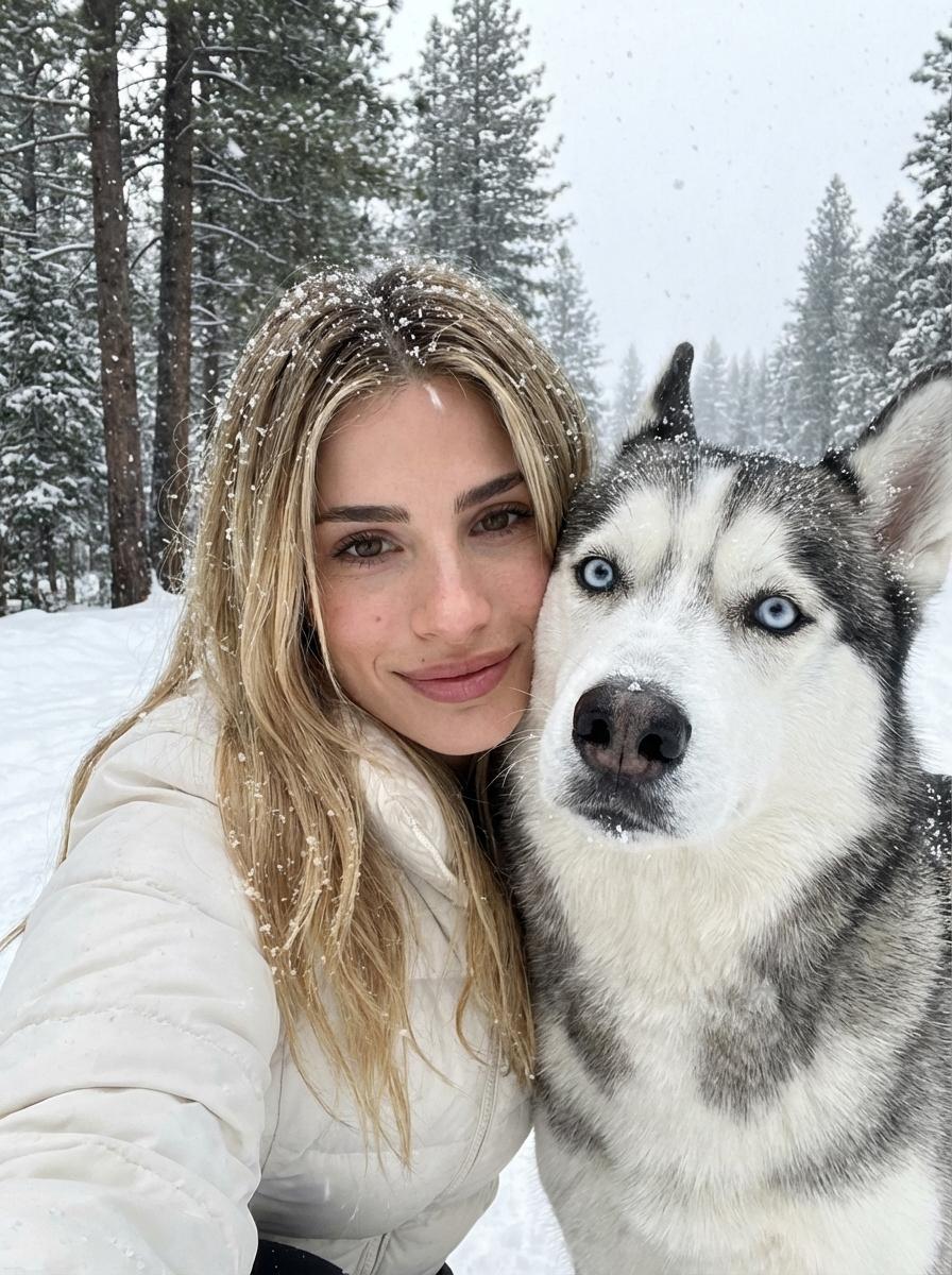 Snowy Husky Selfie Portrait